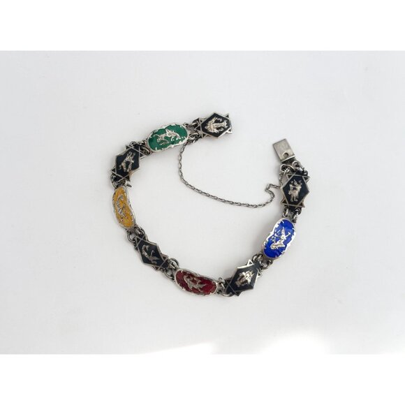 Siam Sterling Rainbow Multi God & Goddess Sterling Silver 925 Vintage Bracelet - Picture 7 of 9